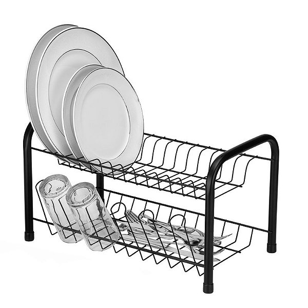 Escorredor Berço com Porta Copos Preto Atrthi Ref.2545