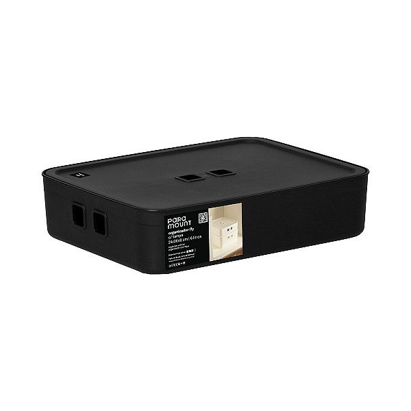 Organizador com Tampa 34x26x8cm Fly 6 Litros Preto Paramount Ref.4562