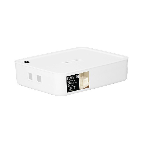 Organizador com Tampa 34x26x8cm Fly 6 Litros Branco Paramount Ref.4544