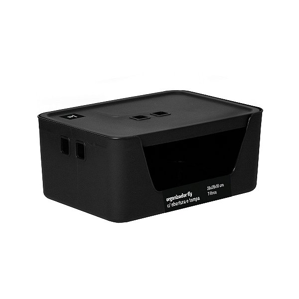Organizador com Abertura e Tampa 26x20x16cm Fly 7 Litros Preto Paramount Ref.4558