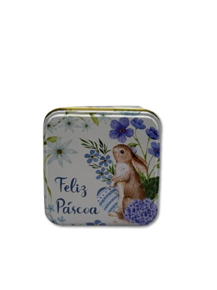 Caixa de Metal Páscoa Estampado Azul Multiart Ref.PAS0146