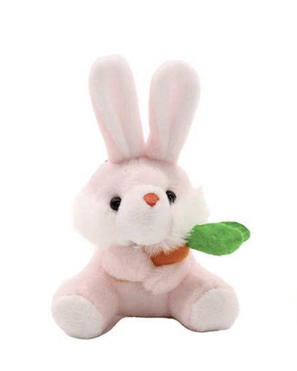 Coelha de Pelúcia Decorativa Rosa 12cm em Poliéster Multiart Ref.PAS0063