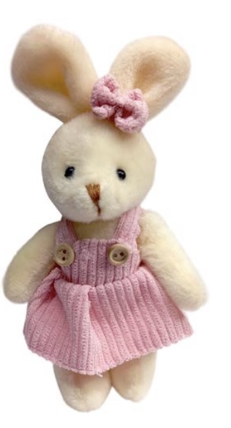 Coelha de Pelúcia Decorativa Rosa 16x8cm em Poliéster Multiart Ref.PAS0080