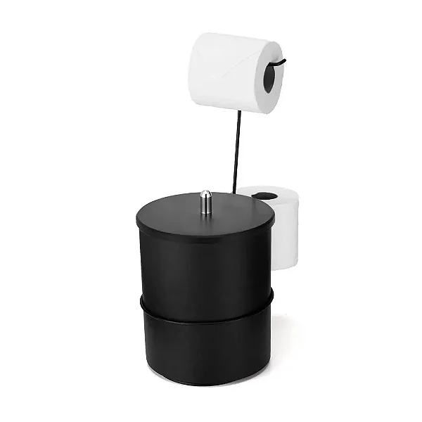 Suporte de Chão para Papel Higiênico e Lixeira Linha Black Arthi Ref.2454