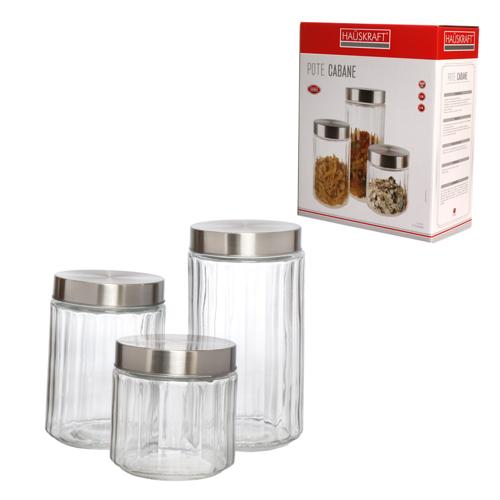 Pote Red Vidro Cabane 3 Peças Hauskraft Ref.POTE216