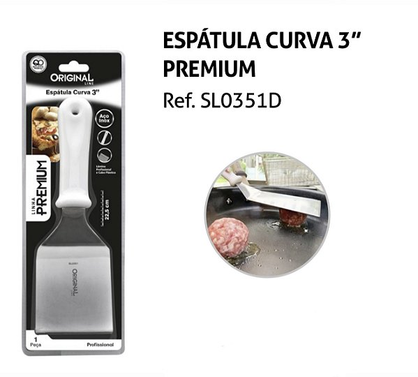 Espátula Curva 3"em Aço Inox 25,5cm Original Line Ref.SL0351