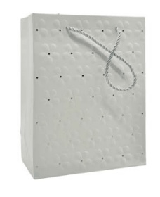 Sacola de Presente Relevo Flores Branca 30x42x12cm Tokyo Design Multiart Ref.SAC0139