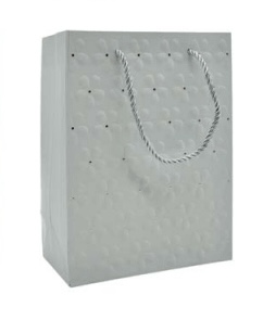 Sacola de Presente Relevo Flores Cinza 30x42x12cm Tokyo Design Multiart Ref.SAC0139