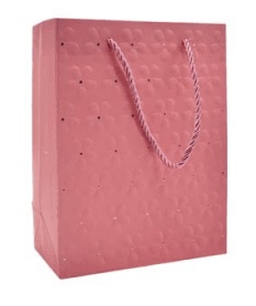 Sacola de Presente Relevo Flores Rosa Médio 30x42x12cm Tokyo Design Multiart Ref.SAC0139