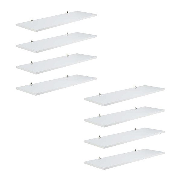 Kit 8 Prateleira Branca MDF 60 x 10cm Suporte Cantoneira