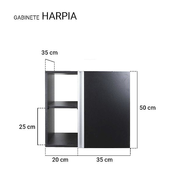 Conjunto Gabinete para Banheiro Preto 55cm sem Cuba Harpia