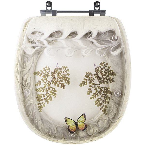 Tampa de Vaso Poliéster Decorada Borboleta Aspen Bege para louça Deca