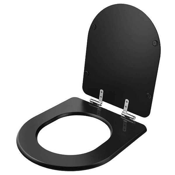 Assento Sanitário Nexo Preto Fechamento Lento Para Louça Roca
