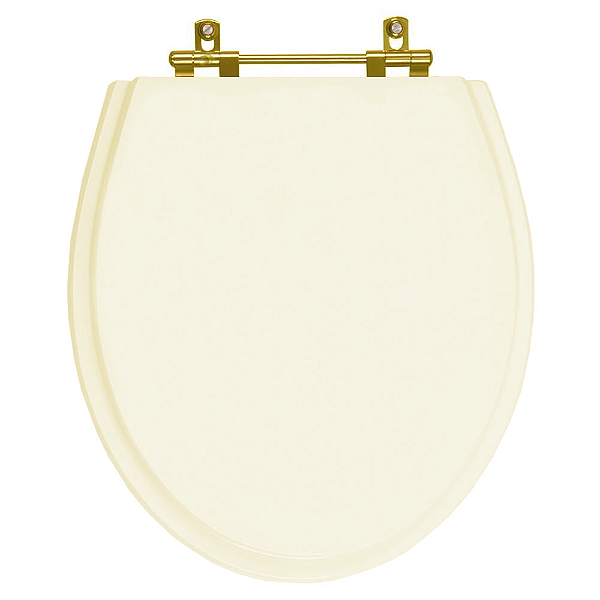 Assento Sanitário Poliester Windsor Creme Ferragem Dourada para Vaso Deca