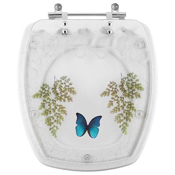 Assento Sanitario Poliester Decorado Borboleta Fit para vaso Celite