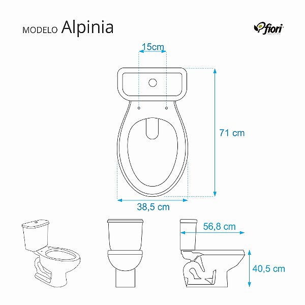 Assento Sanitário Poliester Alpinia Preto para vaso Fiori