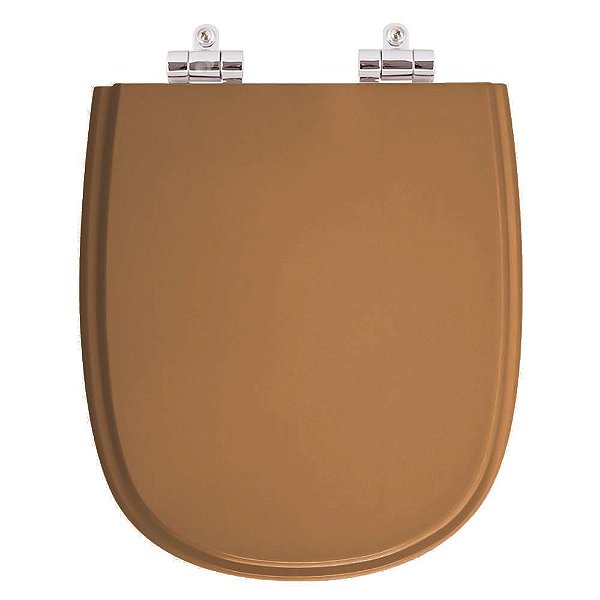 Assento Sanitário Poliester Soft Close Dona Beja Caramelo  para vaso Santa Clara