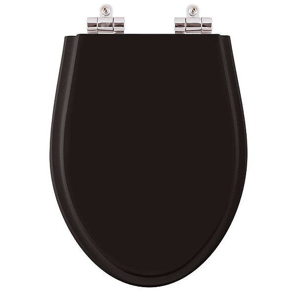 Assento Sanitário Poliester Soft Close Alpinia Preto para vaso Fiori 6lpf