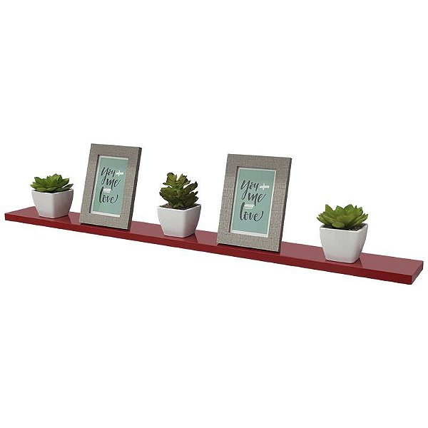 Prateleira 100 x 15cm Vermelha Suporte Invisível