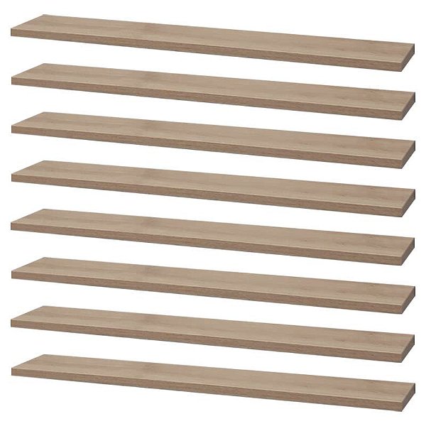 Kit 8 Prateleiras 50 x 10cm Carvalho Suporte Invisível