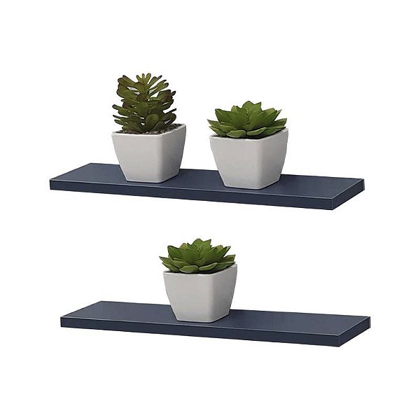 Kit 2 Prateleiras 60 x 10cm azul Suporte Invisível