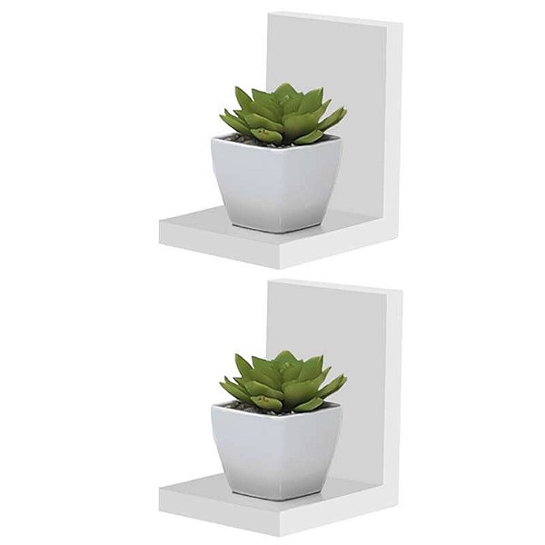 Kit 2 Prateleiras Buzios 15 X 12cm Branco