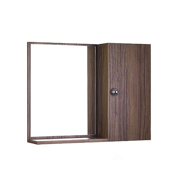 Espelho para Banheiro com Armário Nogal (Madeira Escura)