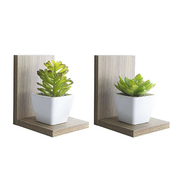 Kit 2 Prateleiras Buzios 15 X 12cm Freijó