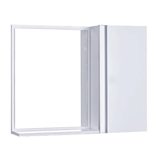 Espelho para Banheiro com Armário Branco Barra Vertical