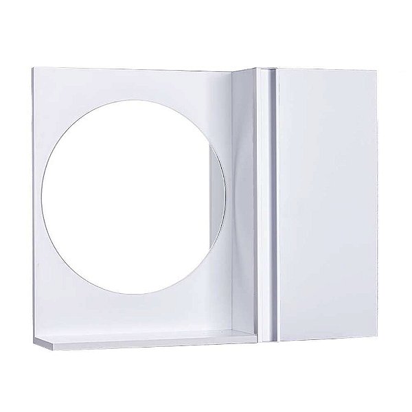 Espelho Redondo para Banheiro com Armário Branco com Barra Vertical