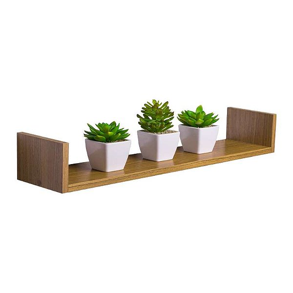 Prateleira U 100 x 20cm Freijó Suporte Invisível