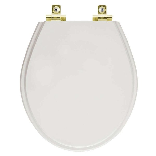 Assento Sanitário Soft Close Ravena Cinza Real para vaso Deca com Ferragem Dourada