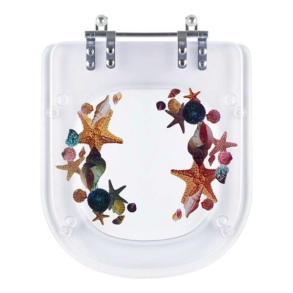 Tampa de Vaso Poliéster Decorada Estrelas do Mar Vogue Plus para louça Deca