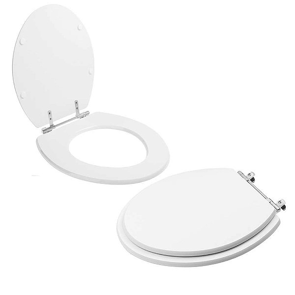 Assento Sanitário Tampa de Vaso Branco MDF Laqueado Azalea para bacia Celite