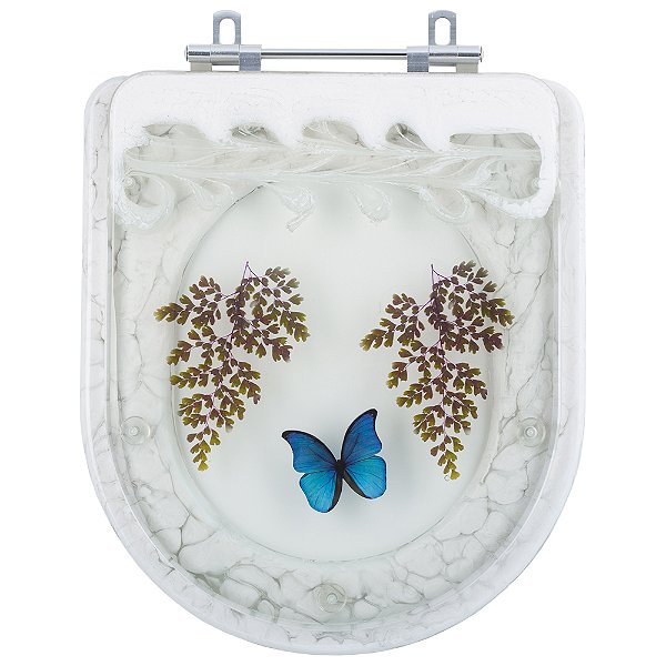Assento Sanitário Decorada Flox Branco Para Louça Fiori
