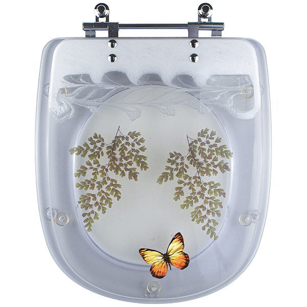 Assento Sanitário Decorado Dona Beja Transparente com Borboleta para Vaso Santa Clara