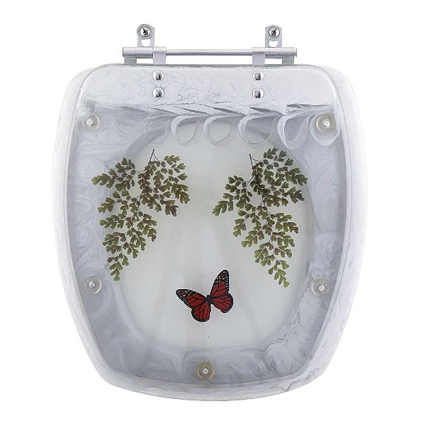 Tampa de Vaso Thema Branco Decorado Borboleta Vermelha para louça Incepa