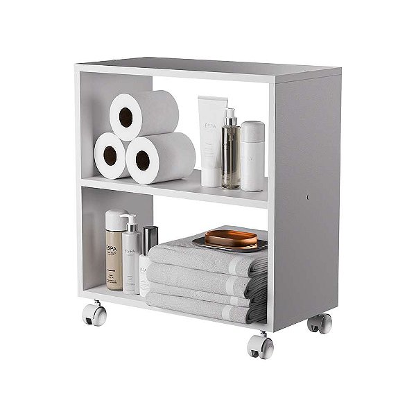 Gabinete Organizador para Banheiro com Rodinhas 50cm Branco