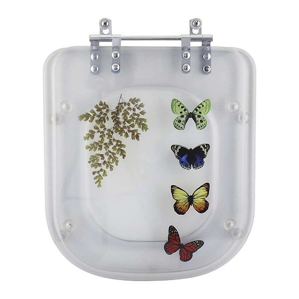 Tampa de Vaso Quadra Transparente Decorado Borboletas para louça Deca