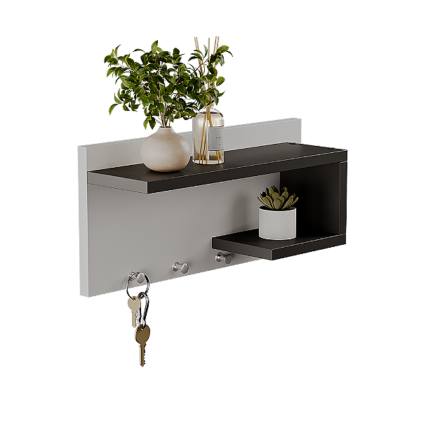 Porta chaves Nero Organizador Decoração Casa Branco e Preto