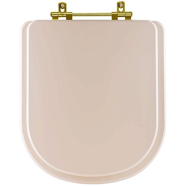 Tampa de Vaso Laqueado Vogue Plus Amendoa para bacia Deca com Ferragem Dourada