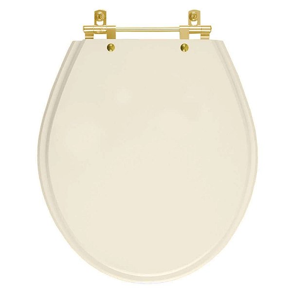 Tampa de Vaso Poliéster Ravena Amendoa para bacia Deca com Ferragem Dourada
