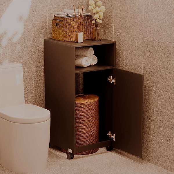 Armario Organizador Cesto De Roupas Para Banheiro com Rodinha Multiuso Preto