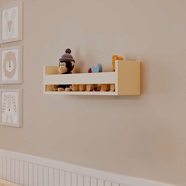 Prateleira Porta Brinquedo Bege Claro 50 x 12cm Suporte Invisivel