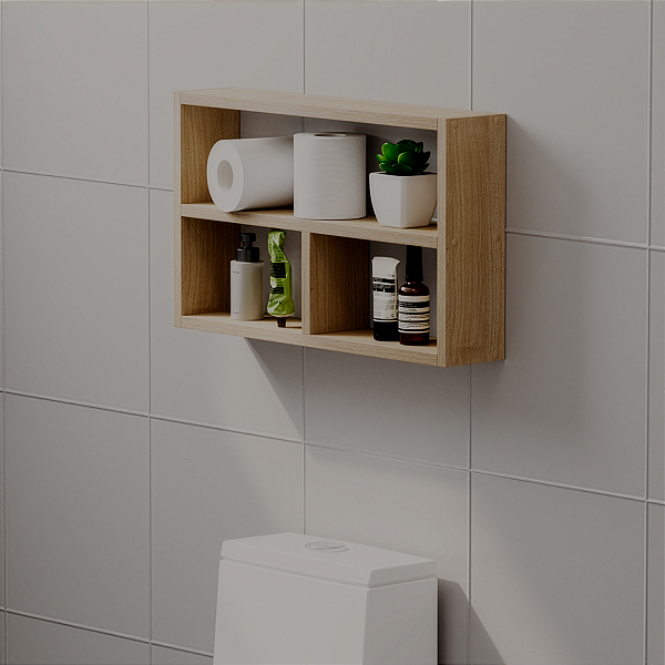 Nicho Decorativo Pequim Carvalho para Banheiro Lavabo