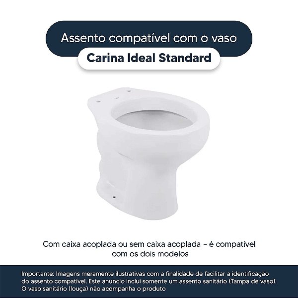 Tampa de Vaso Soft Close Carina Branco para bacia Ideal Standard