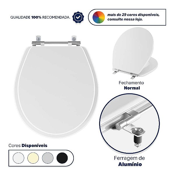 Tampa de Vaso Poliéster Ravena Branco para bacia Deca P90