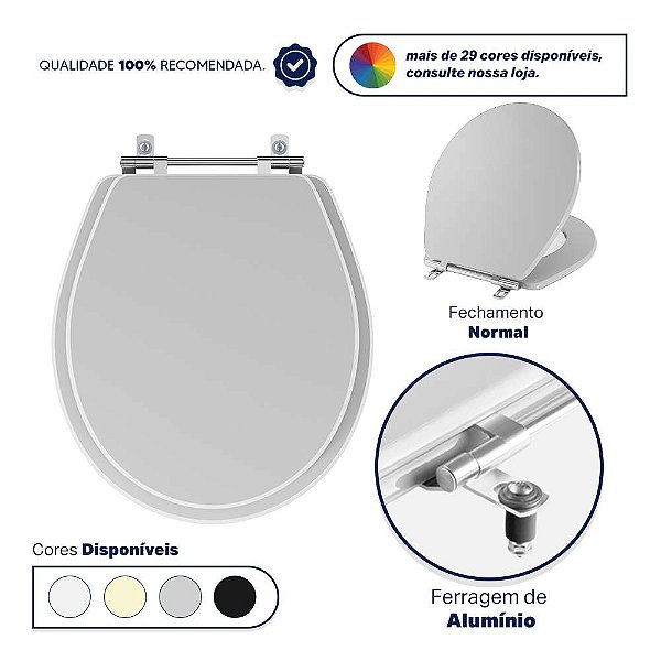 Assento Sanitário Acrí­lico Ravena Cinza para vaso Deca