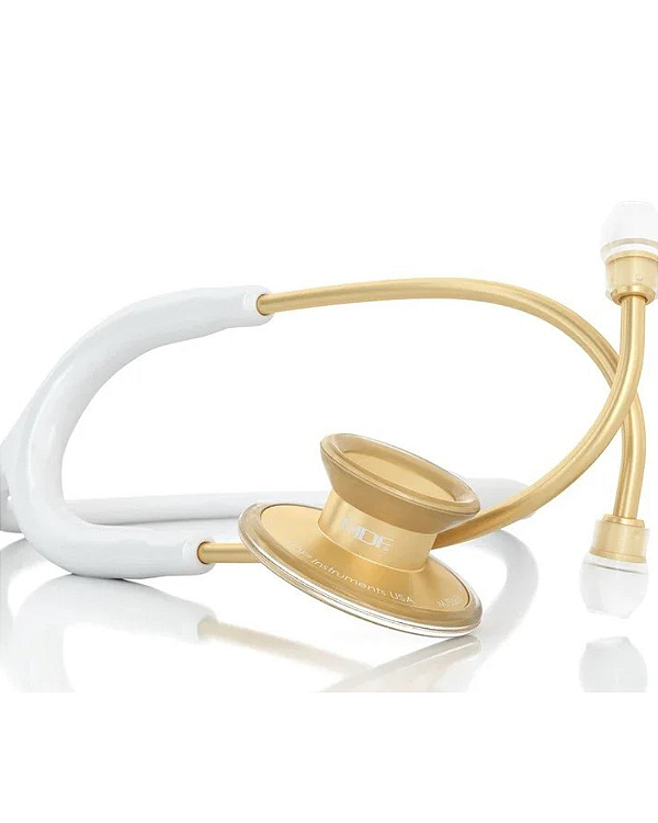 Estetoscópio Lightweight Acoustica Deluxe Duplo Gold White - MDF 747XP