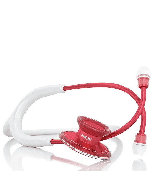 Estetoscópio Lightweight Acoustica Deluxe Duplo Red White - MDF 747XP